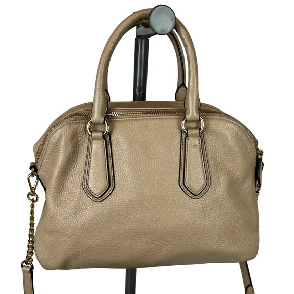 Michael Kors Satchel Handbag w Crossbody Chain Strap  Light Tan Leather - Picture 2 of 16